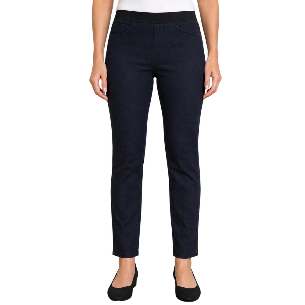 Lafayette 148 New York Women Navy Blue Elastic Waist Stretch Slim Leg Pants L